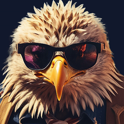 Eagle wearing glasses